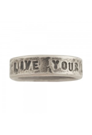 Anello Fedina Incisione Live Your Life Argento Brunito Fantasia Monile KS4EJFM