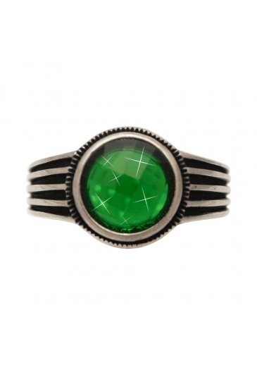 Anello Chevalier Pietra Verde Argento Brunito Fantasia Monile IPDD4FM