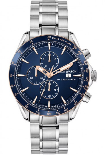 Orologio Philip Watch Blaze Cronografo Datario Quadrante Blu Uomo R8273995006
