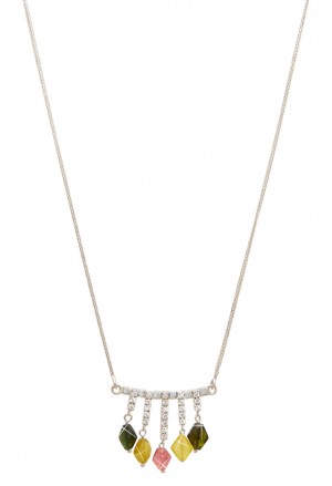 Collana Girocollo Pietre Colorate Cristalli Oro 18kt Fantasia Monile N6LU4FM