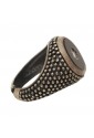 Anello Sigillo Chevalier Argento Brunito Cristallo Misura Regolabile Uomo Fantasia MonileHZ72FFM