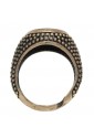 Anello Sigillo Chevalier Argento Brunito Cristallo Misura Regolabile Uomo Fantasia MonileHZ72FFM