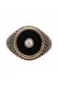 Anello Sigillo Chevalier Argento Brunito Cristallo Misura Regolabile Uomo Fantasia MonileHZ72FFM