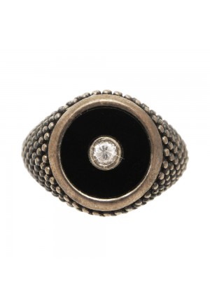 Anello Sigillo Chevalier Argento Brunito Cristallo Misura Regolabile Uomo Fantasia MonileHZ72FFM
