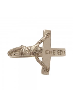 Anello Crocefisso Croce Cristo Argento Scritta Misura Regolabile Fantasia Monile ZOTY9FM