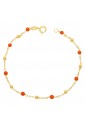 Bracciale Neonato Corallo Rosso Oro Giallo 18KT Regalo Nascita Fantasia Monile 05SW9FM