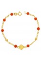 Bracciale Neonato Corallo Rosso Cuore Oro Giallo 18KT Regalo Nascita Fantasia Monile 68IXYFM