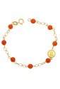 Bracciale Neonato Corallo Rosso Angelo Custode Oro Giallo 18KT Regalo Nascita Fantasia Monile FEI72FM