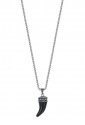Collana Luca Barra Uomo Acciaio Pendente Corno Portafortuna Smaltato Nero CA462