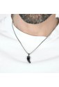 Collana Luca Barra Uomo Acciaio Pendente Corno Portafortuna Smaltato Nero CA462