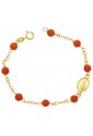 Bracciale Neonato Corallo Rosso Madonna Miracolosa Oro Giallo 18KT Regalo Nascita Fantasia Monile Q0NZQFM