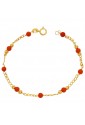 Bracciale Neonato Corallo Rosso Oro Giallo 18KT Regalo Nascita Fantasia Monile TZSEKFM