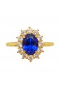 Anello Pietra Blu Oro Giallo 18KT Zirconi Misura 14 Fantasia Monile WH20OFM