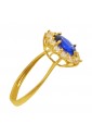 Anello Pietra Blu Oro Giallo 18KT Zirconi Misura 14 Fantasia Monile WH20OFM