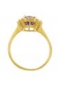 Anello Pietra Blu Oro Giallo 18KT Zirconi Misura 14 Fantasia Monile WH20OFM