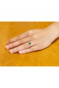 Anello Pietra Verde Oro Giallo 18KT Zirconi Misura 12 Fantasia Monile CGLXFFM