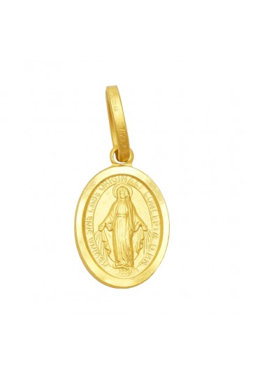 Ciondolo Madonna Miracolosa Oro 18kt Misura Small Sacro Regalo Battesimo Comunione Cresima Fantasia Monile IBX34FM