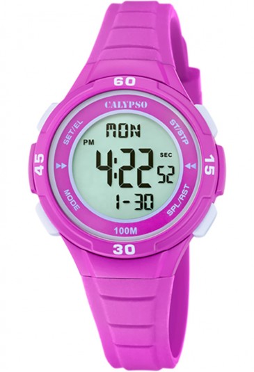 Orologio Calypso Digitale Cronometro Sveglia Allarme Bambina Kids 10ATM Colore Fuxia K5830/4