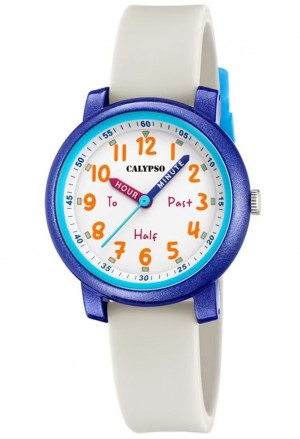 Orologio Calypso Analogico Solo Tempo Bambino Kids 5ATM Colore Bianco Blu K5827/1