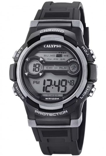 Orologio Calypso Digitale Cronometro Sveglia Allarme Bambino Kids 10ATM Colore Nero K5808/4