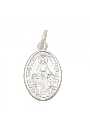 Ciondolo Madonna Miracolosa Oro Bianco 18kt Misura Small Gioiello Sacro Regalo Battesimo Comunione Fantasia Monile K56SXFM