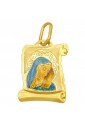 Ciondolo Madonna Oro 18kt Gioiello Sacro Smalto Regalo Battesimo Fantasia Monile PYGGZFM