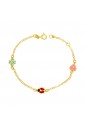 Bracciale Neonato Quadrifoglio Coccinella Cuore Oro Giallo 18KT Regalo Nascita Fantasia Monile SHOSPFM