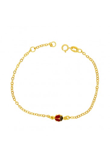 Bracciale Neonato Coccinella Oro Giallo 18KT Regalo Nascita Fantasia Monile WD0KVFM