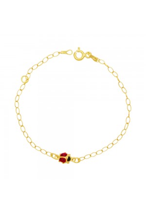 Bracciale Neonato Coccinella Oro Giallo 18KT Regalo Nascita Portafortuna Fantasia Monile LBEWNFM