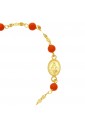 Bracciale Neonato Corallo Rosso Madonna Miracolosa Oro Giallo 18KT Regalo Nascita Fantasia Monile DO23AFM