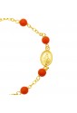 Bracciale Neonato Corallo Rosso Madonna Miracolosa Oro Giallo 18KT Regalo Nascita Fantasia Monile N3BL8FM