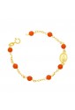 Bracciale Neonato Corallo Rosso Madonna Miracolosa Oro Giallo 18KT Regalo Nascita Fantasia Monile N3BL8FM