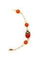 Bracciale Neonato Corallo Rosso Coccinella Oro Giallo 18KT Regalo Nascita Fantasia Monile L263BFM