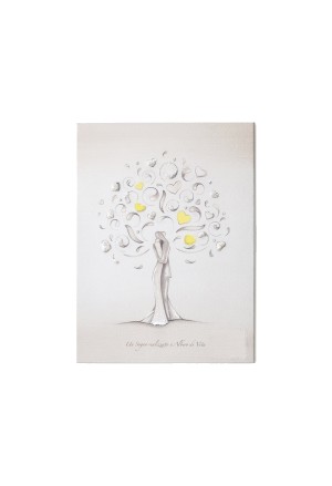 Quadro Albero Di Vita Coppia Sposi Nozze Oro Misura 20X28 Regalo Matrimonio Acca R.244/ORO