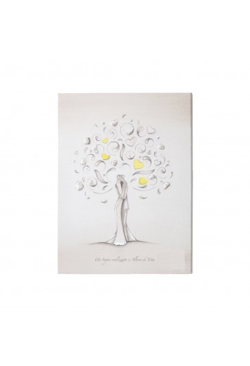 Quadro Albero Di Vita Coppia Sposi Nozze Oro Misura 20X28 Regalo Matrimonio Acca R.244/ORO