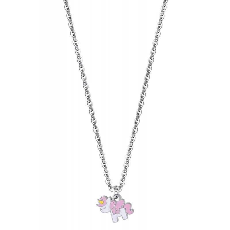 Collana Bambina Luca Barra Acciaio Unicorno Rosa JC109