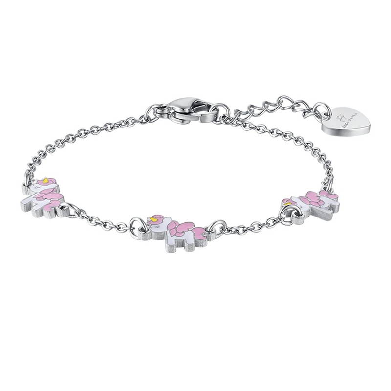 Bracciale Bambina Luca Barra Acciaio Unicorno Rosa