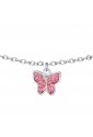 Bracciale Bambina Luca Barra Acciaio Farfalla Cristalli Rosa JB125