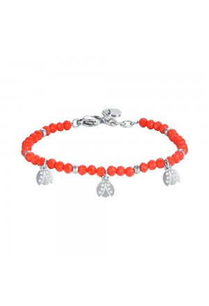 Bracciale Bambina Luca Barra Acciaio Pietre Rosse Coccinelle JB153