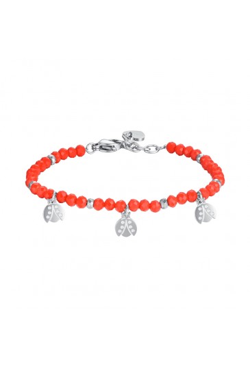 Bracciale Bambina Luca Barra Acciaio Pietre Rosse Coccinelle JB153