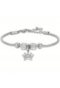 Bracciale Bambina Luca Barra Acciaio Corona Cristalli Bianchi JB184