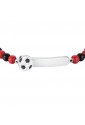 Bracciale Pietre Rosse Nere Pallone Calcio Piastrina Possibile Incisione Acciaio Luca Barra JB163