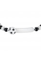 Bracciale Pietre Nere Bianche Pallone Calcio Piastrina Possibile Incisione Acciaio Luca Barra JB165