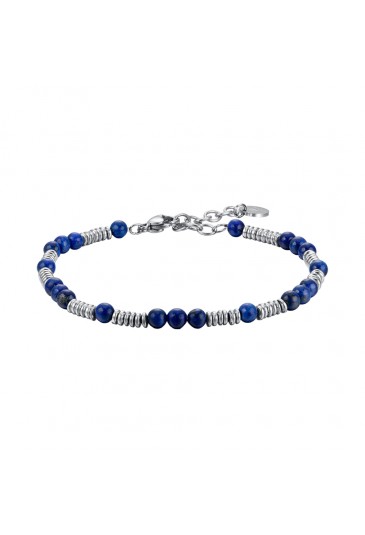 Bracciale Luca Barra Pietre Blu Elementi Acciaio BA1595