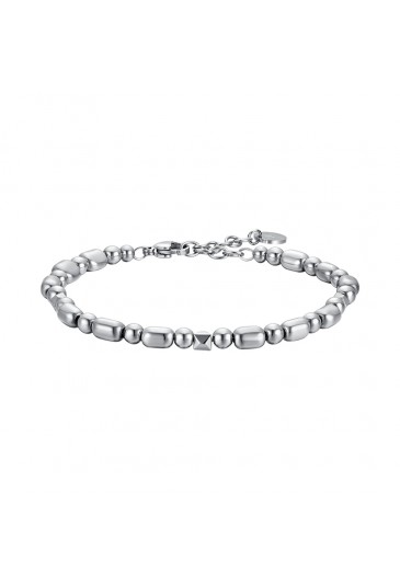 Bracciale Luca Barra Pietre Ematite Silver Elementi Acciaio Anallergico Uomo BA1600