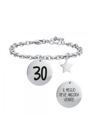 Bracciale Luca Barra Script Ciondolo 30 Il Meglio Deve Ancora Venire Acciaio BK2497