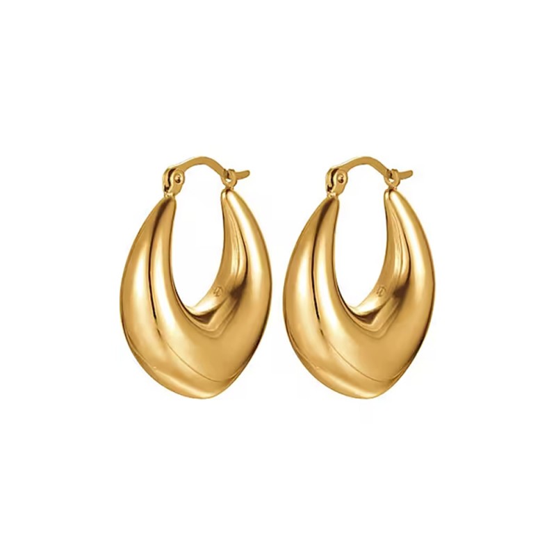 LES POULETTES BIJOUX Orecchini In Ottone Dorato A Cerchio Con Occhio Di Santa Lucia - Gioiello Artigianale In Cofanetto Regalo