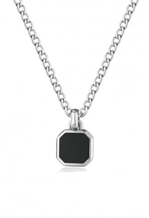 Collana Ink Onice Nero Acciaio Anallergico Natural Stone Uomo Brosway BIK126