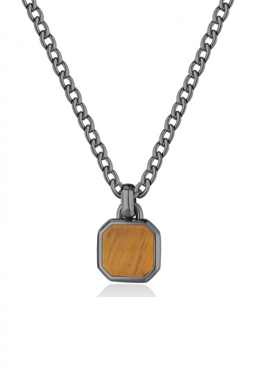 Collana Ink Occhio Di Tigre Acciaio Anallergico Natural Stone Brunito Uomo Brosway BIK128