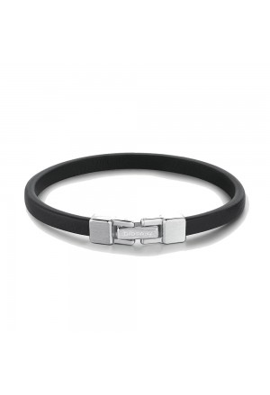 Bracciale Ink Pelle Nera Chiusura Acciaio Anallergico Misura 19cm Uomo Brosway BIK135B